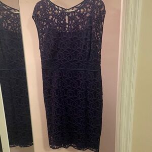 Adrianna Papell Navy Lace Midi Dress